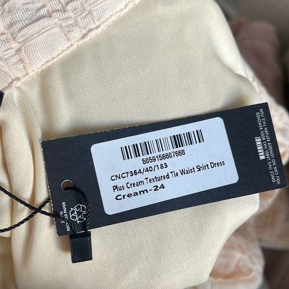 PLT Plus Cream Textured Tie Waist Shirt Dress - Picture 6 of 8
